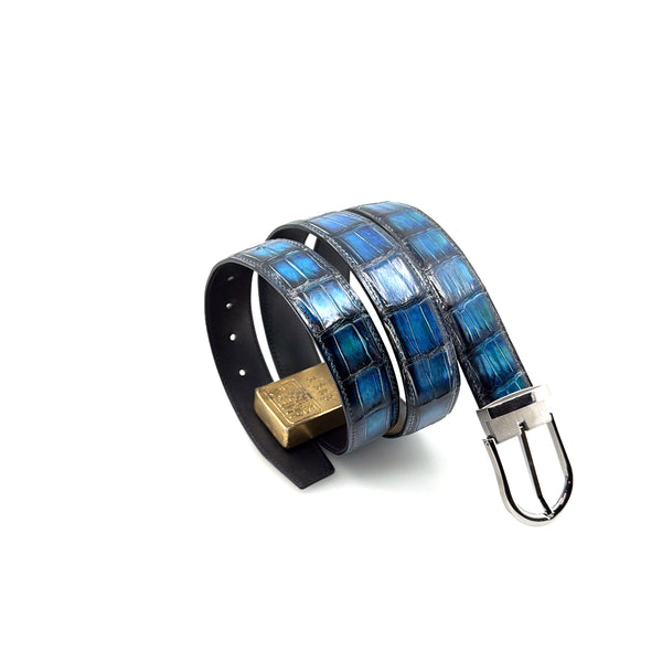 Maurice Custom Alligator Belt - Dark Blue