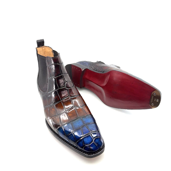 Maurice New York Custom Alligator Boot - Blue/Camel