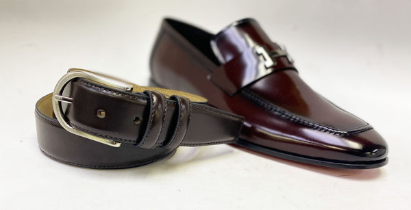 Style: C Collection Leather Belt Burgundy