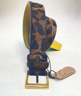 Style: C Collection Leopard Printed Pony Hair Belt Brown