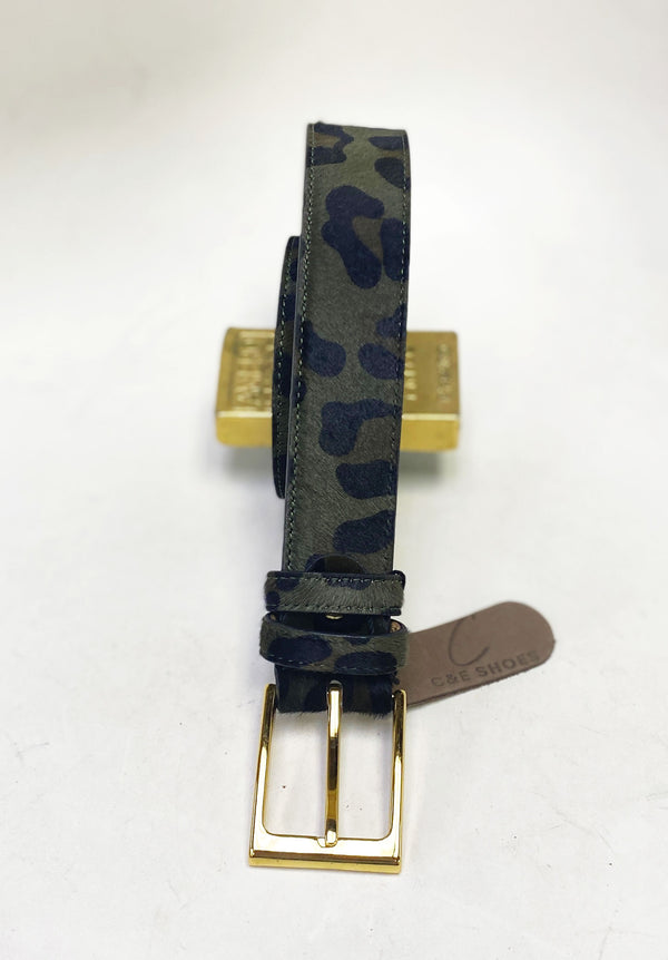 Style: C Collection Leopard Printed Pony Hair Belt Green