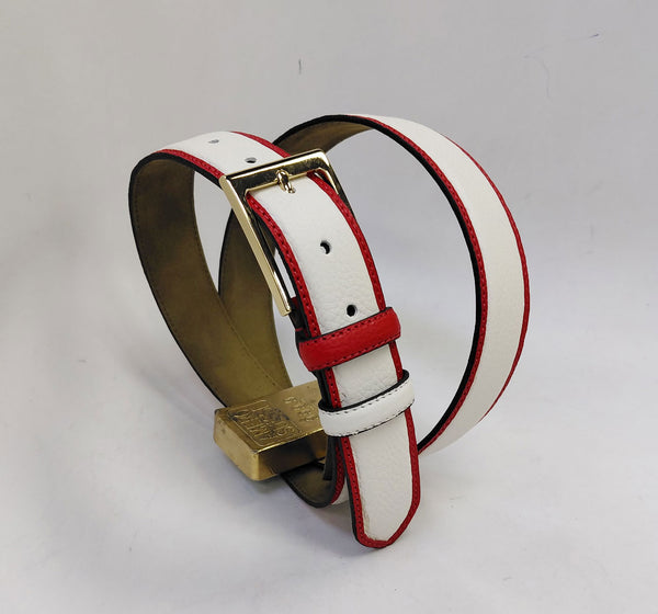 C Collection Deerskin Belt - Bone/Red