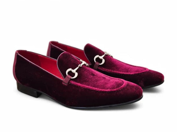 Velvet Slip-On Loafer Burgundy