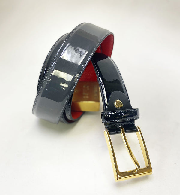 Style: C Collection Grey Patent Leather Belt