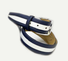 Style: C Collection Leather Belt Navy/White