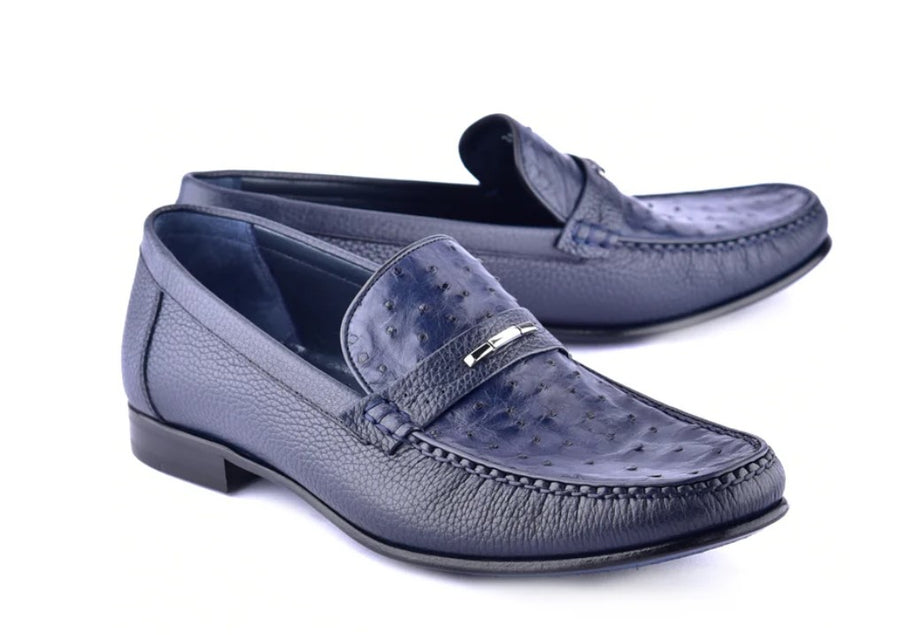 Corrente Style 3898 Ostrich Loafer Blue