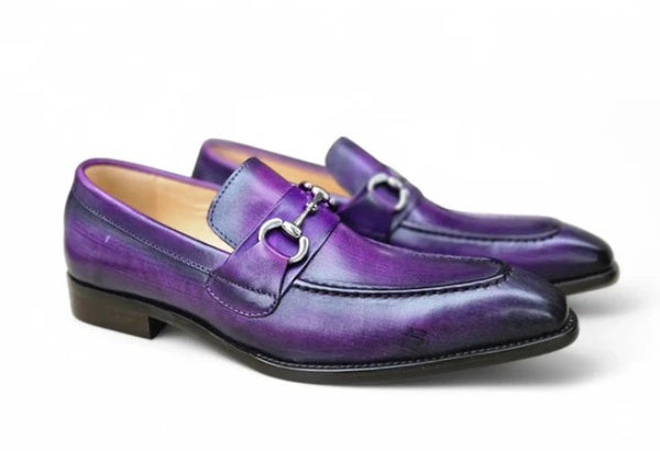 Burnished Calfskin Slip-On Loafer Purple