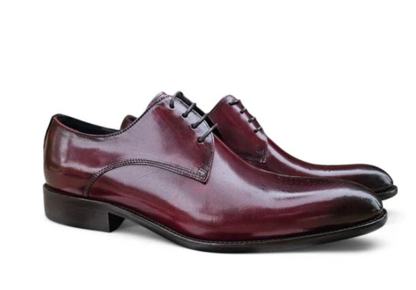 Burnished Calfskin Lace-Up Oxford Burgundy