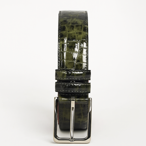 C Collectioin Green Embossed Croco Belt in Green