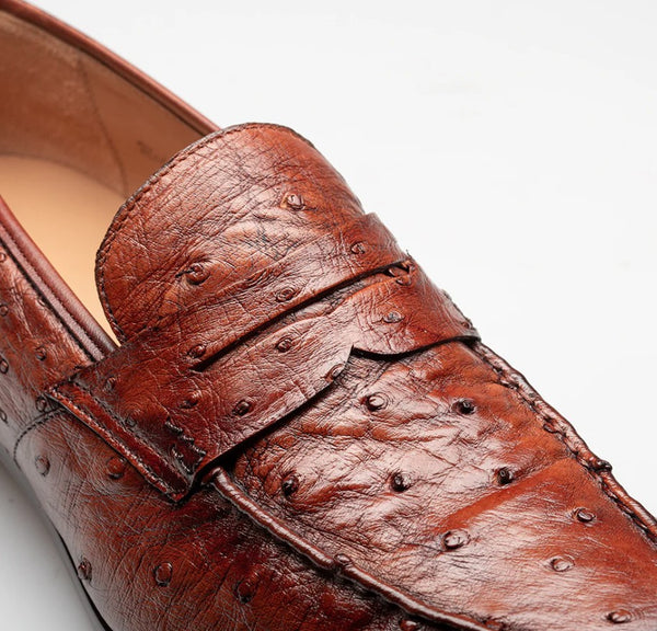 "Nogales" Ostrich Loafer Brandy
