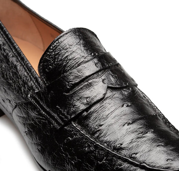 "Nogales" Ostrich Loafer Black