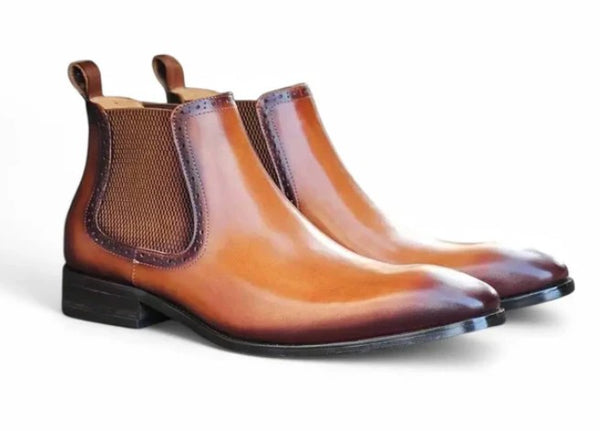 Burnished Calfskin Slip-On Boot Cognac