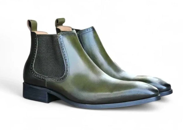Burnished Calfskin Slip-On Boot Emerald