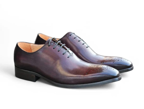 Burnished Calfskin Lace-Up Oxford Chestnut