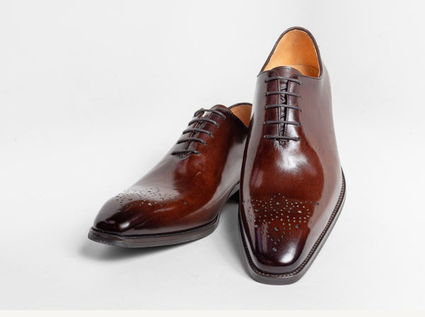 Burnished Calfskin Lace-Up Oxford Chestnut