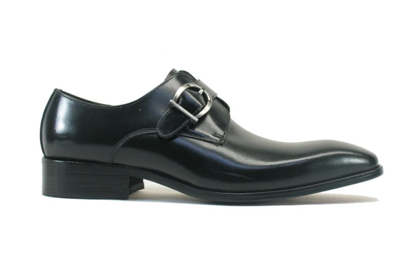 Burnished Calfskin Monkstrap Black