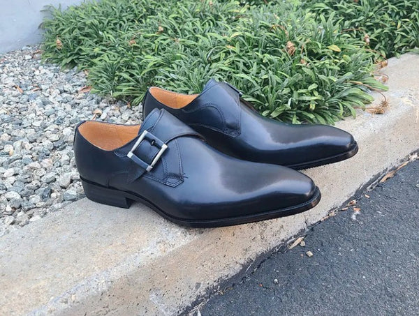 Burnished Calfskin Monkstrap Navy