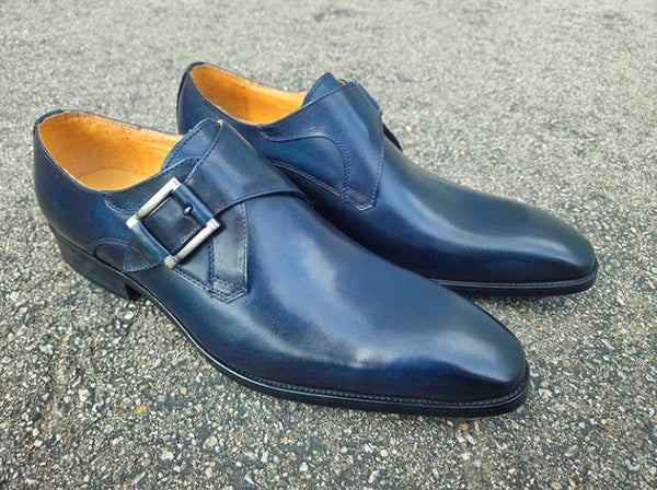 Burnished Calfskin Monkstrap Navy