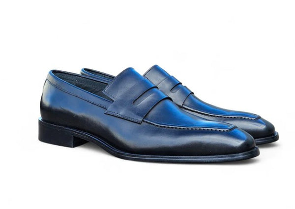Patina Calfskin Slip-On Penny Loafer Black