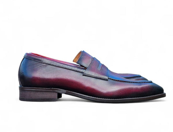 Patina Calfskin Slip-On Penny Loafer Burgundy