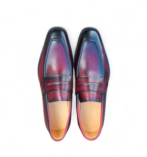 Patina Calfskin Slip-On Penny Loafer Burgundy