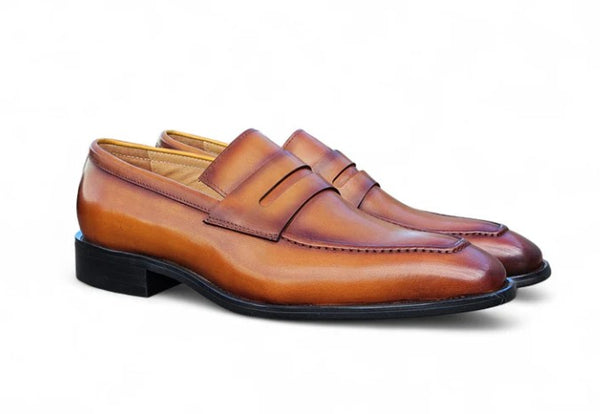 Patina Calfskin Slip-On Penny Loafer Cognac