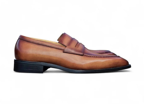 Patina Calfskin Slip-On Penny Loafer Cognac