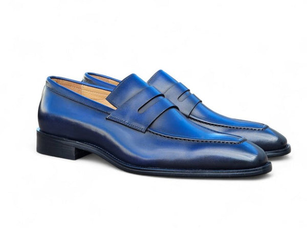 Patina Calfskin Slip-On Penny Loafer Navy