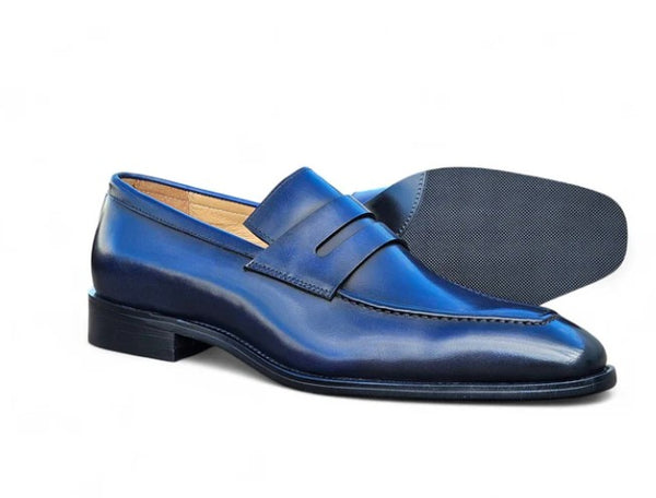 Patina Calfskin Slip-On Penny Loafer Navy