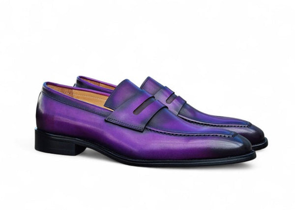 Patina Calfskin Slip-On Penny Loafer Purple