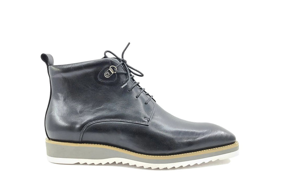 Burnished Calfskin Lace-Up Boot Grey