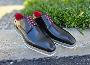 Burnished Calfskin Lace-Up Shoe Black