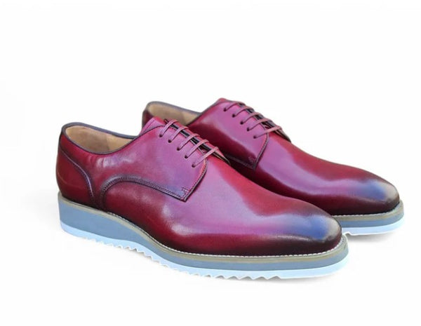 Burnished Calfskin Lace-Up Shoe Burgundy