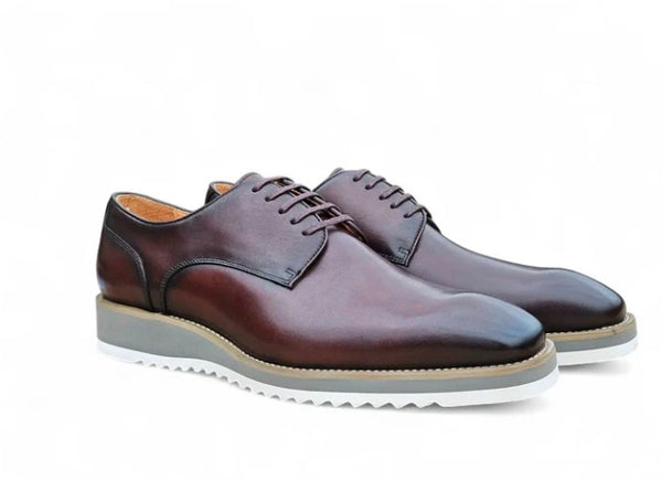 Burnished Calfskin Lace-Up Shoe Chestnut