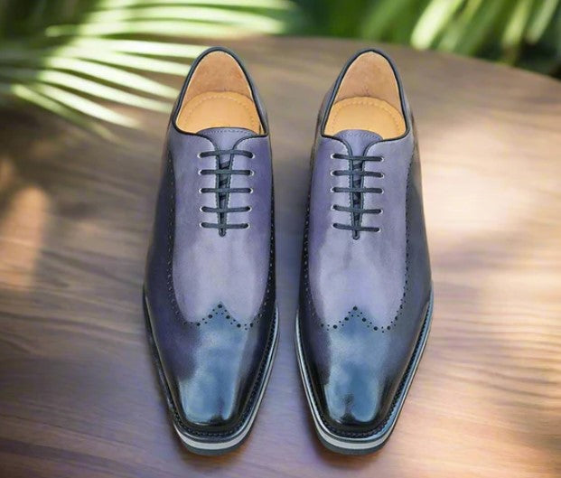 Two Tone Oxford With Lightweight Sole - Carrucci Shoes Black/Gray / 12 Two Tone Oxford With Lightweight Sole - Carrucci Shoes Black/Gray / 12