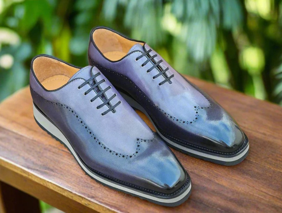 Two Tone Oxford With Lightweight Sole - Carrucci Shoes Black/Gray / 12 Two Tone Oxford With Lightweight Sole - Carrucci Shoes Black/Gray / 12