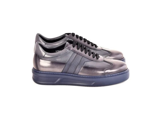 Corrente Calfskin Fashion Sneaker - Grey/Navy