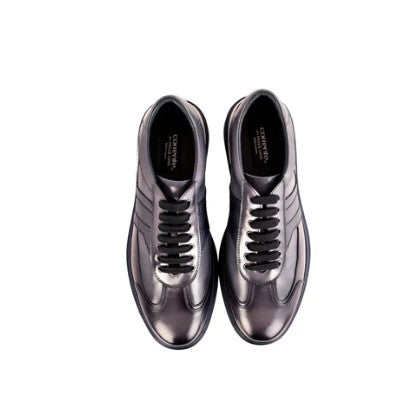 Corrente Calfskin Fashion Sneaker - Grey/Navy