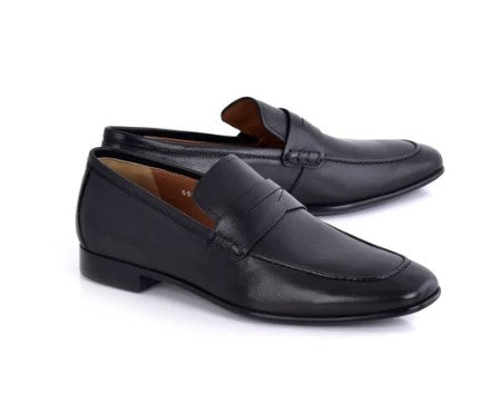 Corrente Grain Leather Penny Loafer - Black
