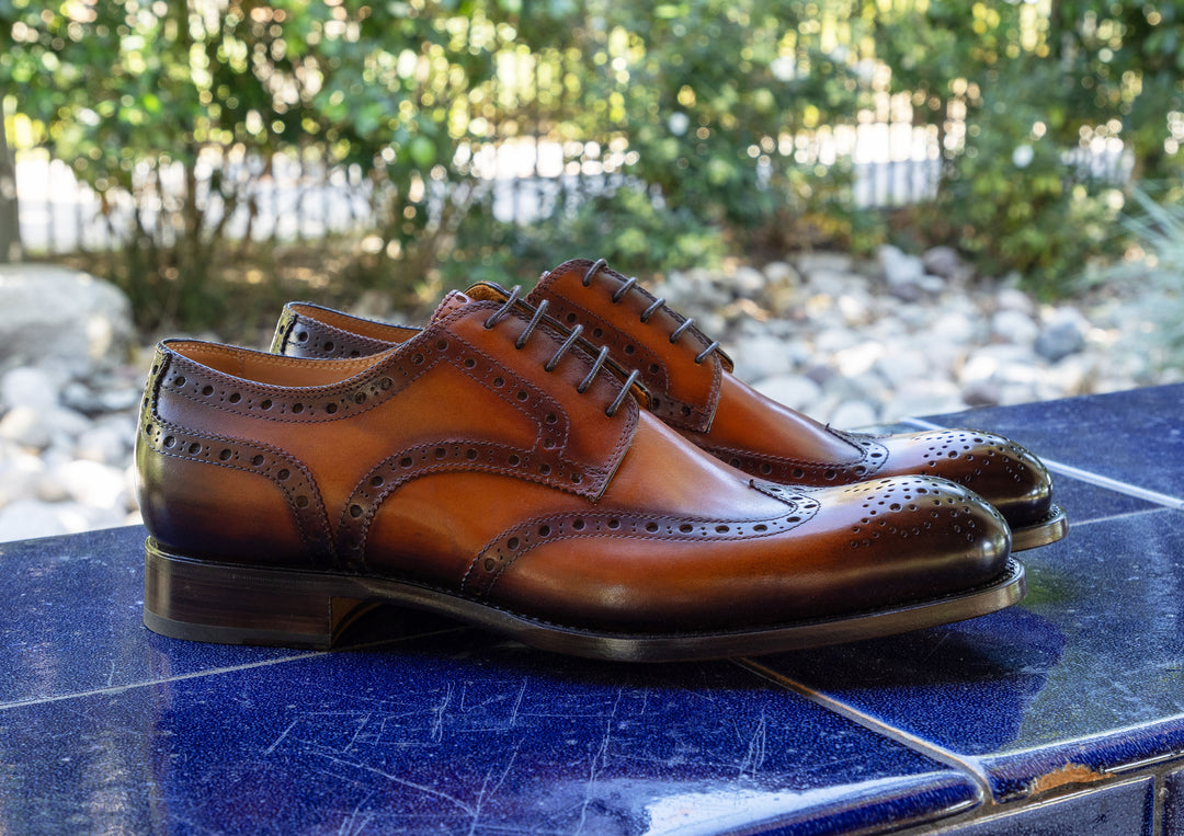 Ugo Vasare Colin Brown Caramel Calfskin Leather Mens Shoe