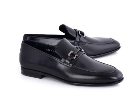Corrente Leather Buckle Loafer - Black