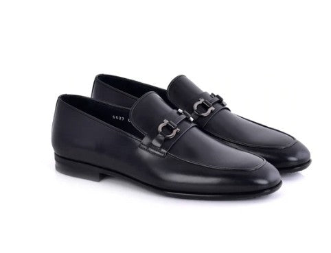 Corrente Leather Buckle Loafer - Black