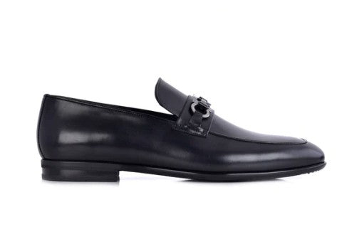 Corrente Leather Buckle Loafer - Black