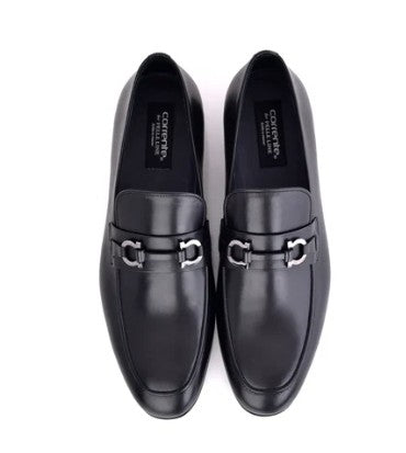 Corrente Leather Buckle Loafer - Black
