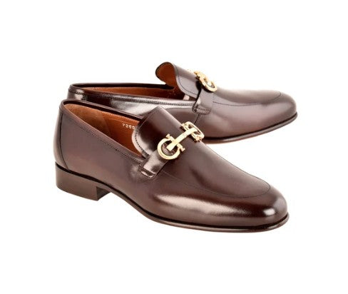 Corrente Loafer with Silver Buckle - Chocolate Brown