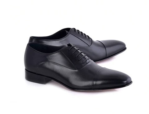 Corrente Leather Cap Toe Oxford - Black