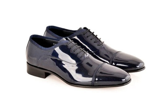 Corrente Patent Leather Cap Toe Oxford - Navy