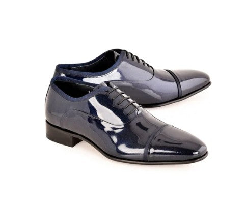 Corrente Patent Leather Cap Toe Oxford - Navy