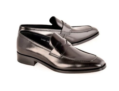 Corrente Lux Leather Penny Loafer - Black