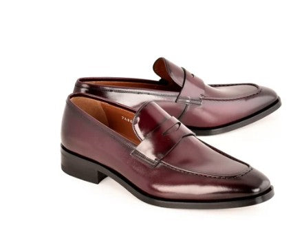 Corrente Lux Leather Penny Loafer - Burgundy